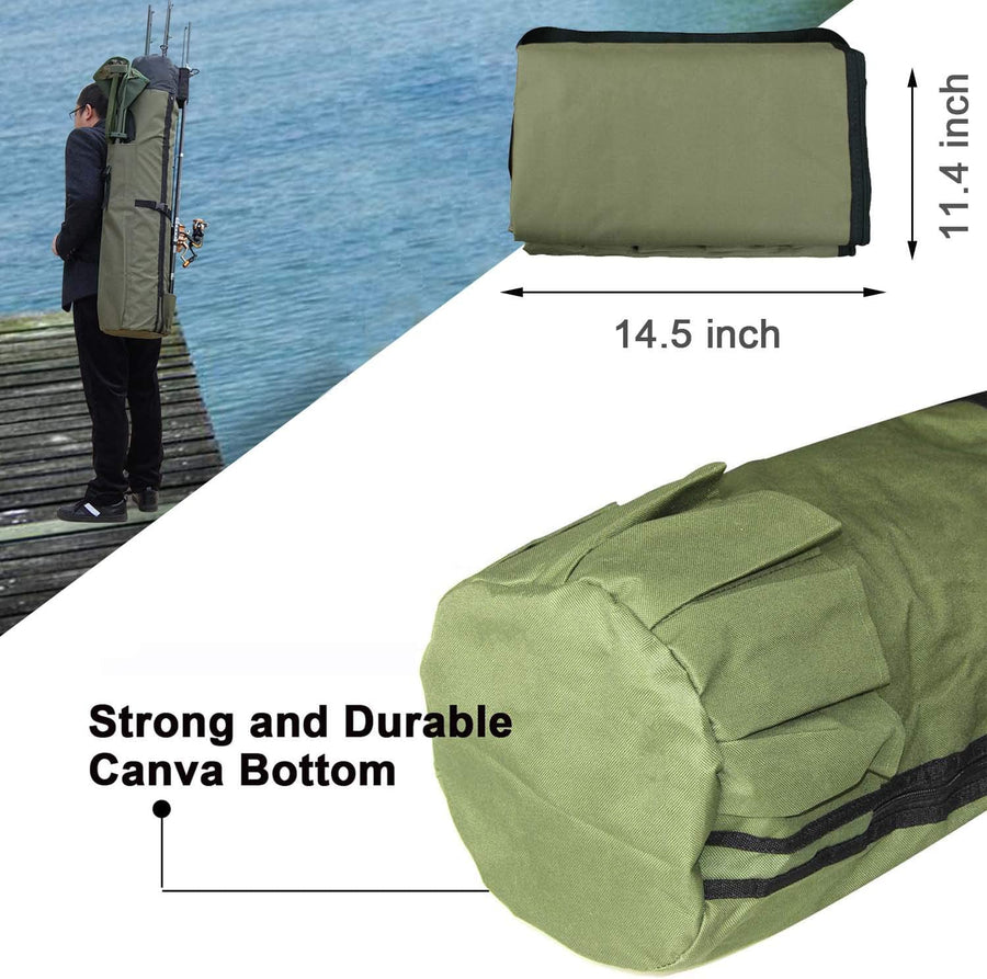 Fishing Pole Bag with Rod Holder Fishing Rod Bag Carrier Case 5 Poles Waterproof Travel Case Fishing Tackle Box