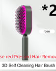 Self Cleaning Hair Brush For Women One-key Cleaning Hair Loss Airbag Massage Scalp Comb Anti-Static Hairbrush