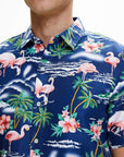 Pack Hawaiian Shirt for Men Flamingo Short Sleeve Casual Button down Shirts Summer Beach Shirt