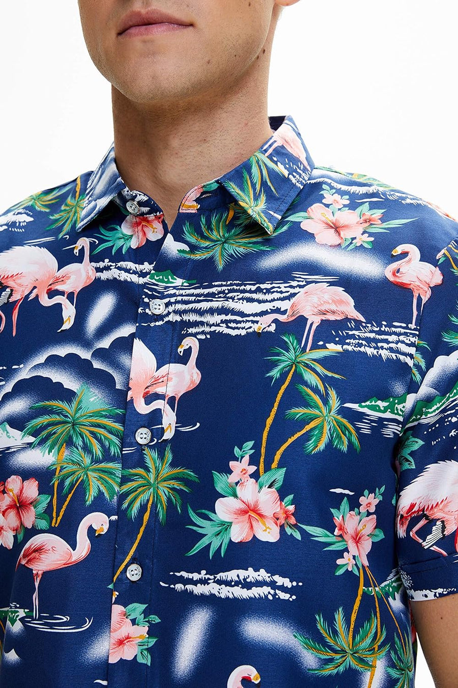 Pack Hawaiian Shirt for Men Flamingo Short Sleeve Casual Button down Shirts Summer Beach Shirt