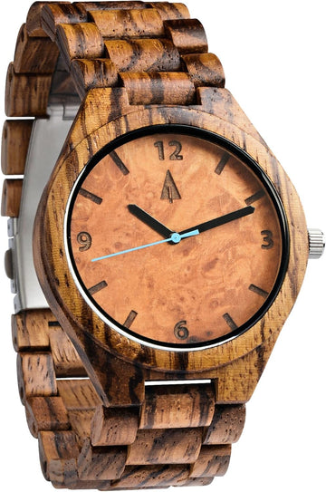 Wooden Watches for Men, Japanese Quartz Movement, Stylish Exotic Wrist Watch with Adjustable Stainless Steel Buckle