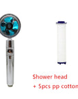 Shower Head Water Saving Flow 360 Degrees Rotating With Small Fan ABS Rain High Pressure Spray Nozzle Bathroom Accessories