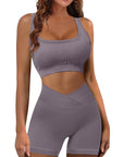 Women 2 Piece Outfits Workout Set Seamless Sport Butt Lifting Shorts Gym Yoga Booty Short Crop Tank Top Tracksuit