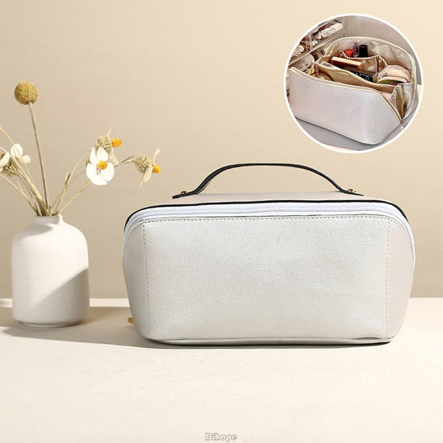 Large-Capacity Leather Cosmetic Bag