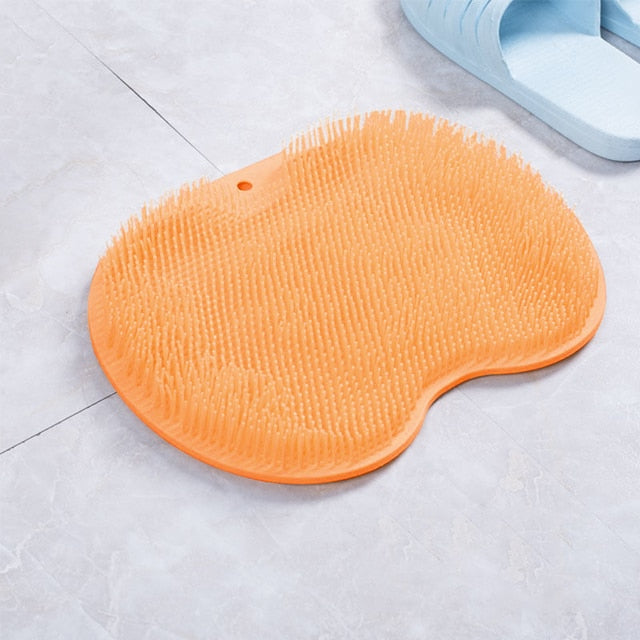 Bath mat back massage brush Silicone massage bristle mat Shower exfoliating mat Spa-like bath experience Non-slip massage bath mat Relaxing shower accessory Rejuvenating bath brush Silicone bristle shower mat Shower safety and comfort Self-care shower essential