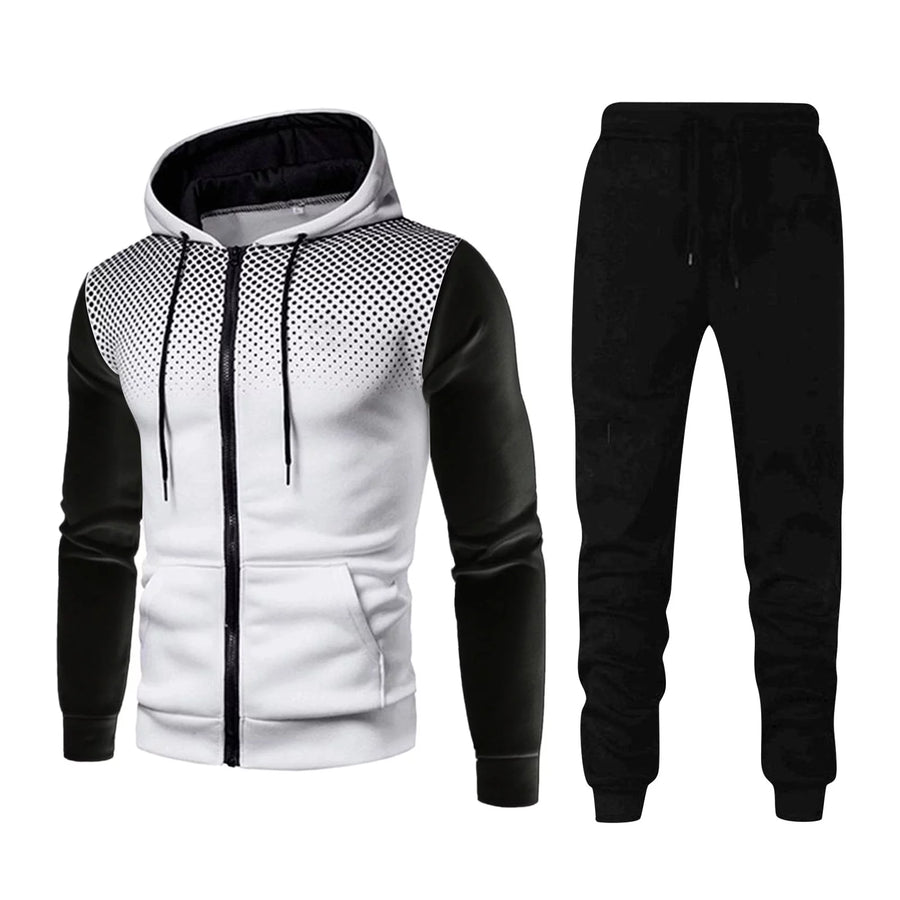 Men's 2 Piece Sweatsuits Full Zip up Hoodie and Jogger Sweatpant Athletic Set Two Piece Casual Sport Tracksuit