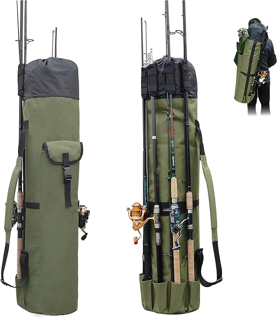 Fishing Pole Bag with Rod Holder Fishing Rod Bag Carrier Case 5 Poles Waterproof Travel Case Fishing Tackle Box