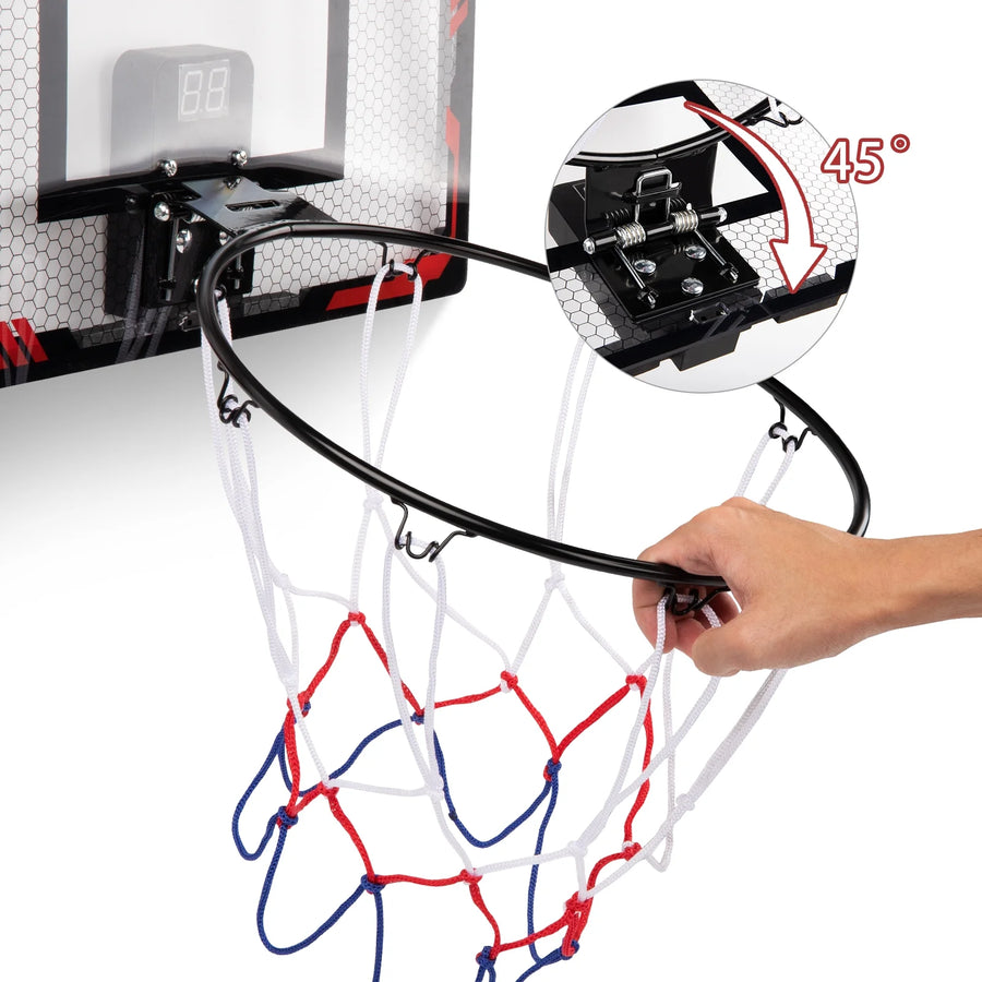 Basketball Hoop Indoor, LED Light Mini Basketball Hoops with 2 Balls & Electronic Scoreboard, over the Door Basketball Hoop