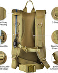 17L Hydration Backpack with 3L TPU Water Bladder, Water Backpack Hydration Pack for Hunting Hiking Cycling Climbing Biking Running, Molle Compatible Water Backpack for Adult, Tan