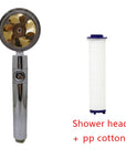 Shower Head Water Saving Flow 360 Degrees Rotating With Small Fan ABS Rain High Pressure Spray Nozzle Bathroom Accessories