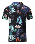 Men's Casual Sport Sets Regular Fit Tropical Print Button down Short Sleeve Cuban Collar Top Blouse and Shorts Fashion Summer Breathable Two Piece Suits Black XXL