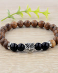 Owl frosted stone lifeline wood grain bracelet