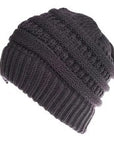 Mixed Color Knitted Wool Hat Ladies Non-labeled Ponytail Hat