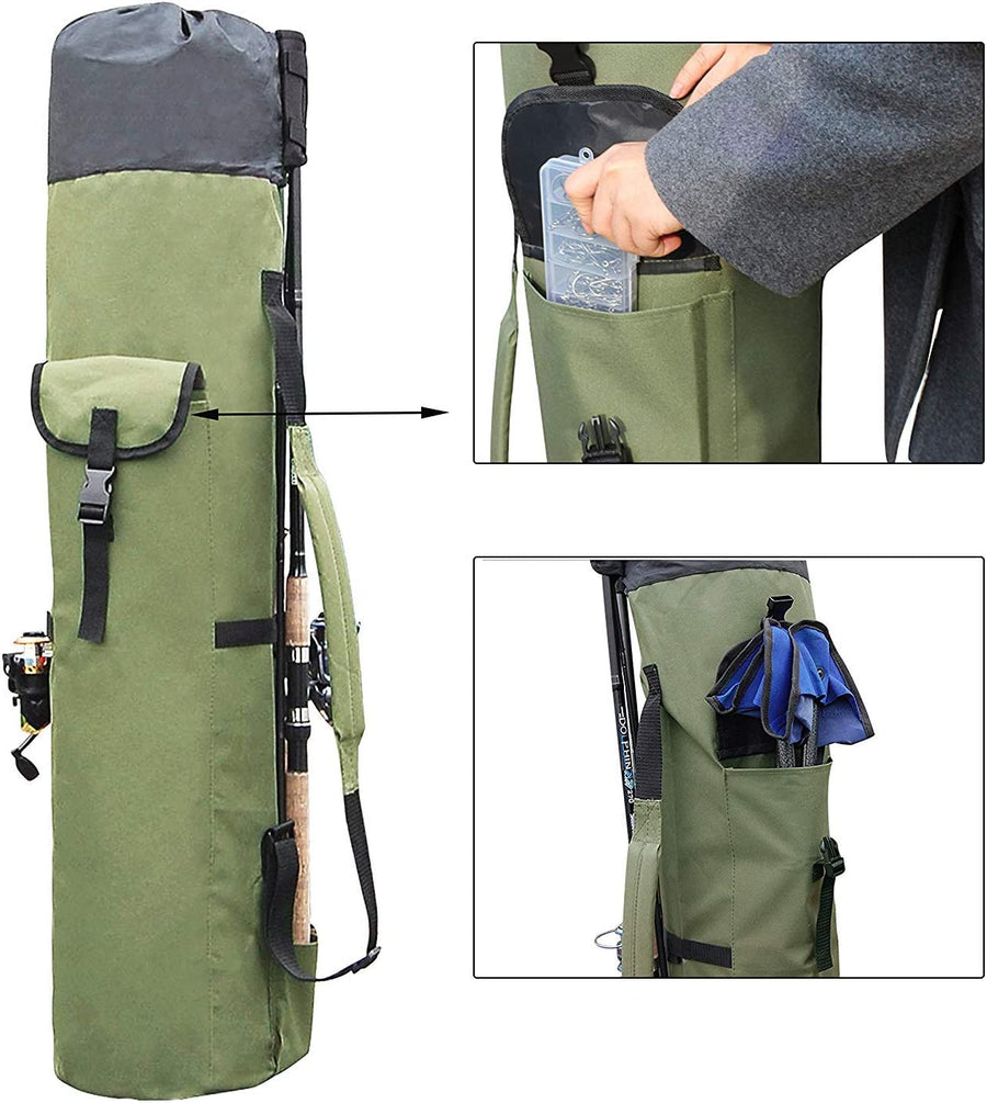 Fishing Pole Bag with Rod Holder Fishing Rod Bag Carrier Case 5 Poles Waterproof Travel Case Fishing Tackle Box