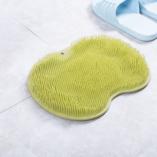 Bath mat back massage brush Silicone massage bristle mat Shower exfoliating mat Spa-like bath experience Non-slip massage bath mat Relaxing shower accessory Rejuvenating bath brush Silicone bristle shower mat Shower safety and comfort Self-care shower essential