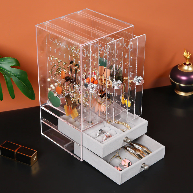Compact acrylic cosmetic organizer with drawers, designed for efficient makeup and beauty product storage