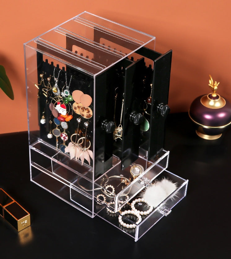 Compact acrylic cosmetic organizer with drawers, designed for efficient makeup and beauty product storage