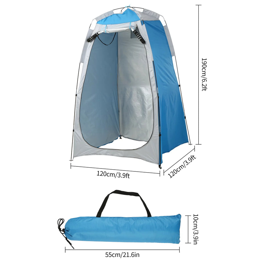 Portable Shower Tent with Drain – Privacy tent for camping, featuring a durable design with a window for ventilation.
