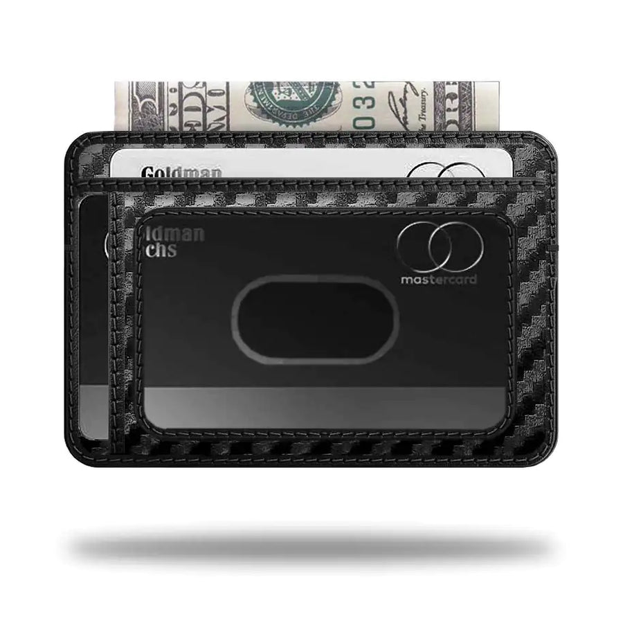 A lightweight yet durable wallet made from high-quality carbon fiber, designed with a secure AirTag slot for effortless tracking and style