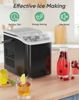 Compact countertop ice maker with a sleek design, delivering nugget ice in just 6 minutes.