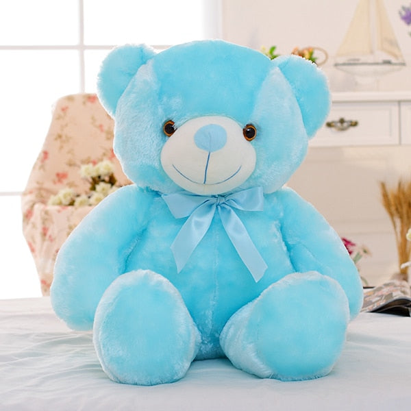 "A decorative teddy bear with LED lighting, designed to add a warm, whimsical glow to any space."