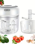 Compact wireless electric food chopper and garlic crusher, USB-powered for convenience, designed for effortless and efficient food prep, perfect for crushing garlic, vegetables, and more with ease.