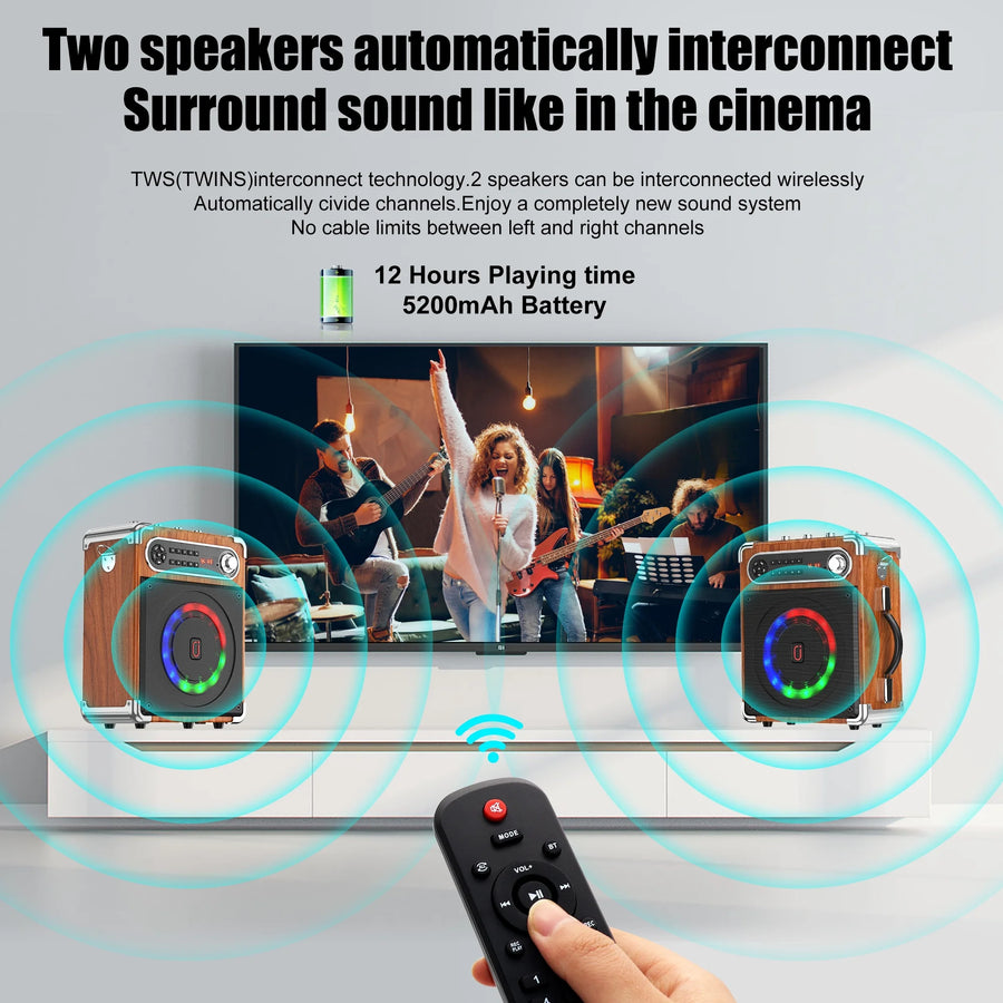 JYX S55 Karaoke Machine with Bluetooth, 2 wireless microphones, TV connectivity, and powerful sound, perfect for both kids and adults, for endless karaoke fun
