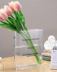 Transparent book vase Book-shaped vase Glass book vase Decorative book vase Novelty book vase Clear book-shaped vase Literary-inspired vase Unique book decor Transparent flower vase Home decor book vase