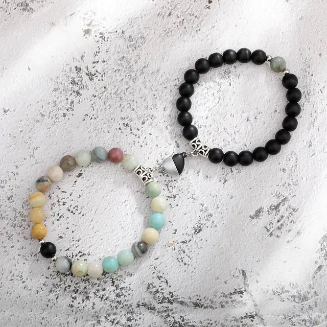 Natural Stone Beads Couple Magnetic Bracelets