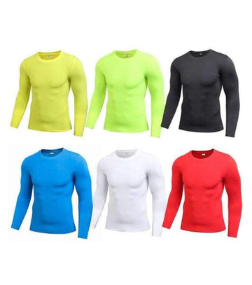 A lightweight, sweat-wicking compression shirt designed to keep men cool and dry during workouts, perfect for gym and outdoor activities.
