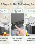 Lightweight and portable ice maker featuring a carry handle, designed for easy transport to pool parties and road trips.
