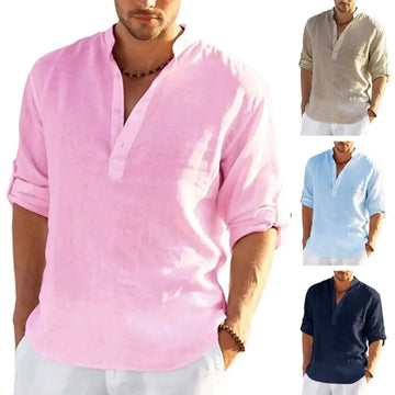  A lightweight MensLinenShirt made from breathable NaturalFabrics, ideal for casual summer wear and BeachVibes.