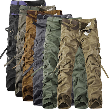 Men’s multi-pocket utility cargo pants with a relaxed fit, designed for casual streetwear and outdoor adventures.