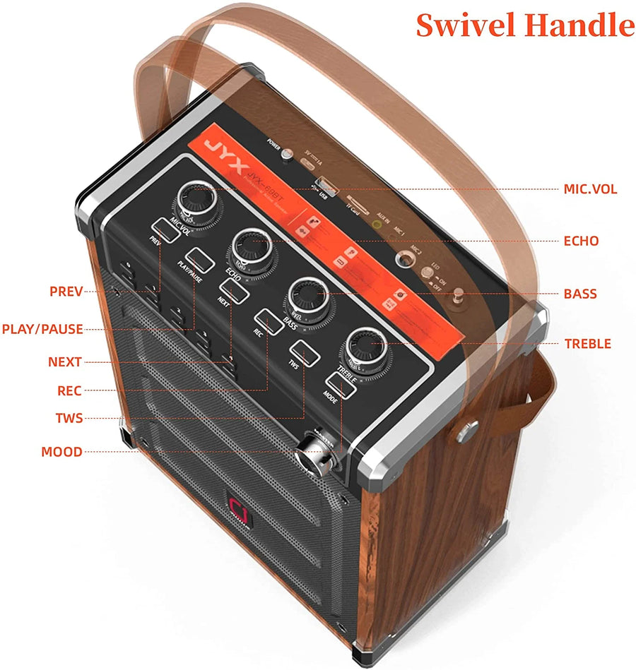 Portable Bluetooth karaoke machine for adults and kids, with 2 wireless microphones, perfect for parties, events, and home use. Offers high-quality sound and fun!



