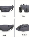 Black nylon fanny pack with adjustable strap and zipper closure. Lightweight, durable, and versatile, perfect for festivals, travel, or casual use. Also available in a floral design