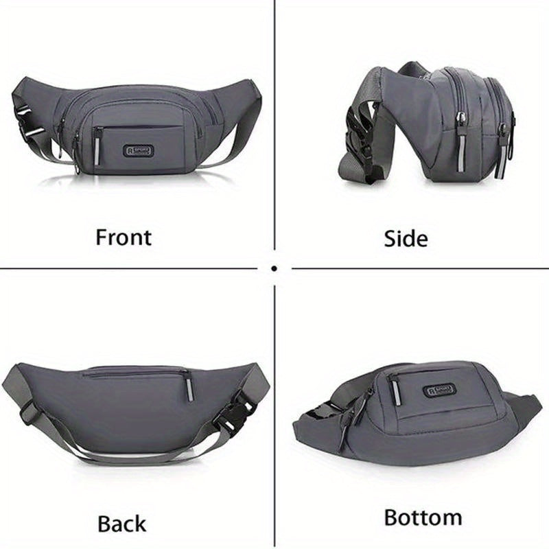 Black nylon fanny pack with adjustable strap and zipper closure. Lightweight, durable, and versatile, perfect for festivals, travel, or casual use. Also available in a floral design