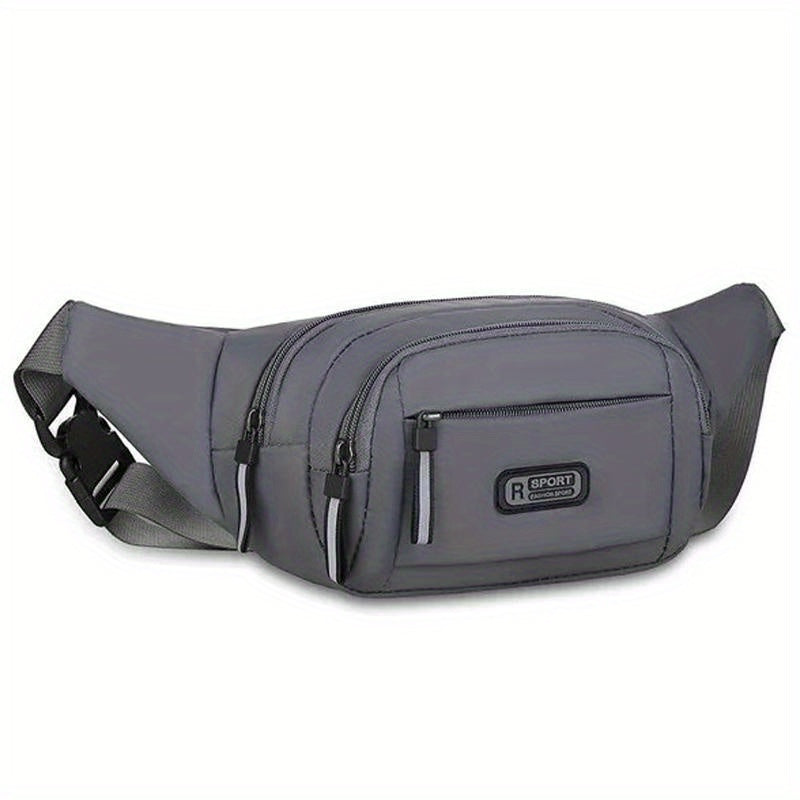 Black nylon fanny pack with adjustable strap and zipper closure. Lightweight, durable, and versatile, perfect for festivals, travel, or casual use. Also available in a floral design.