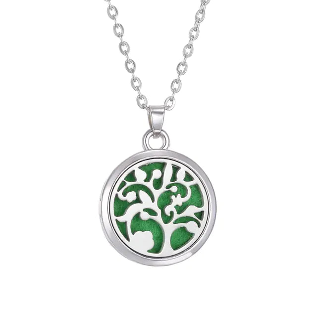 Aromatherapy necklace Tree of life pendant Essential oil diffuser necklace Nature-inspired jewelry Aromatherapy jewelry Stylish wellness accessory Essential oil necklace Tranquility pendant Relaxation jewelry Aromatherapy diffuser pendant