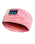 A pink Bluetooth music headband designed as a wireless eye mask, featuring hands-free calling, voice control, and stereo sound. Ideal for running, relaxing, or sleeping, offering a comfortable, head-mounted fit with Bluetooth 5.0 connectivity.




