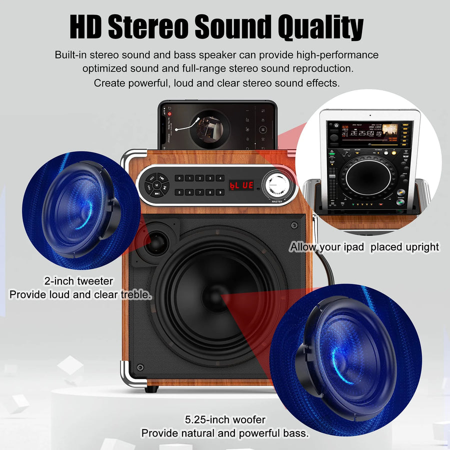 JYX S55 Karaoke Machine with Bluetooth, 2 wireless microphones, TV connectivity, and powerful sound, perfect for both kids and adults, for endless karaoke fun
