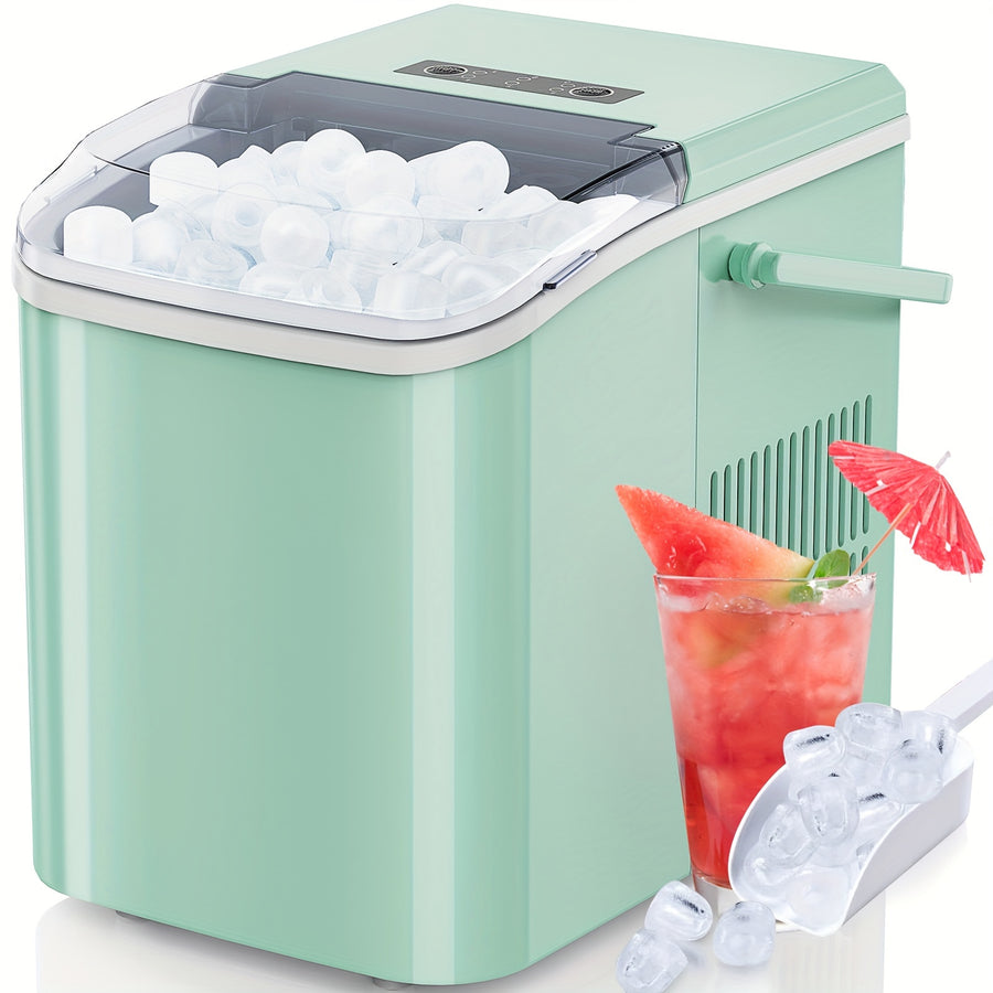 Portable ice maker with a single-door design, delivering fresh nugget ice for parties, camping, and everyday use.