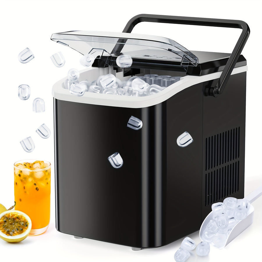 Portable ice maker with a single-door design, delivering fresh nugget ice for parties, camping, and everyday use.