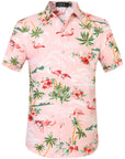 Hawaiian Shirt for Men Flamingo Short Sleeve Casual Button down Shirts Summer Beach Shirt