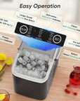 Self-cleaning nugget ice machine with a hybrid refrigeration system, ideal for RVs and outdoor adventures.
