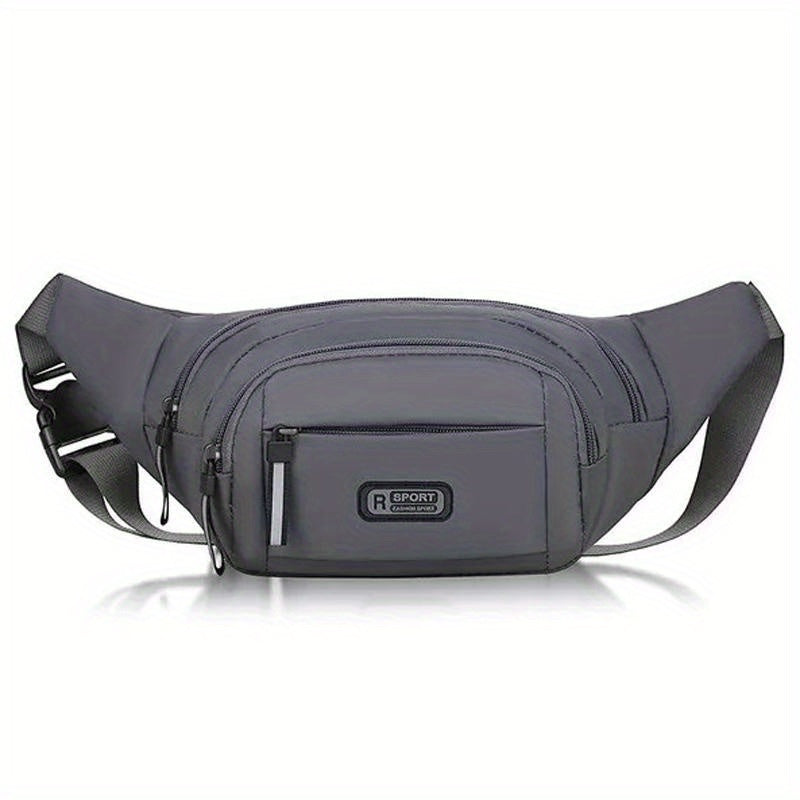 Black nylon fanny pack with adjustable strap and zipper closure. Lightweight, durable, and versatile, perfect for festivals, travel, or casual use. Also available in a floral design.