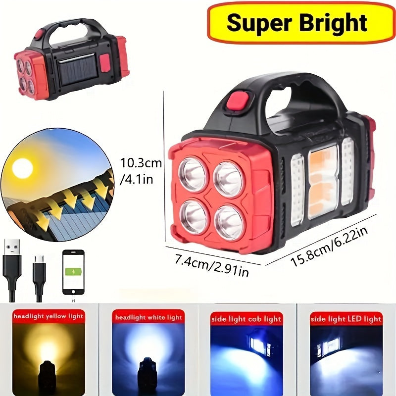 This solar powered camping light with a power bank function is perfect for outdoor adventures. A rechargeable solar camping light that keeps your devices charged and lights up your campsite. With water-resistant and portable solar lights, it's ideal for hiking, camping, and any outdoor activity. The built-in power bank ensures your gear stays charged, while the bright, durable design makes it a must-have for any adventure