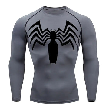  A front view of the Venom L/S Compression Shirt showcasing its sleek long sleeve design and Marvel-inspired Venom detailing.