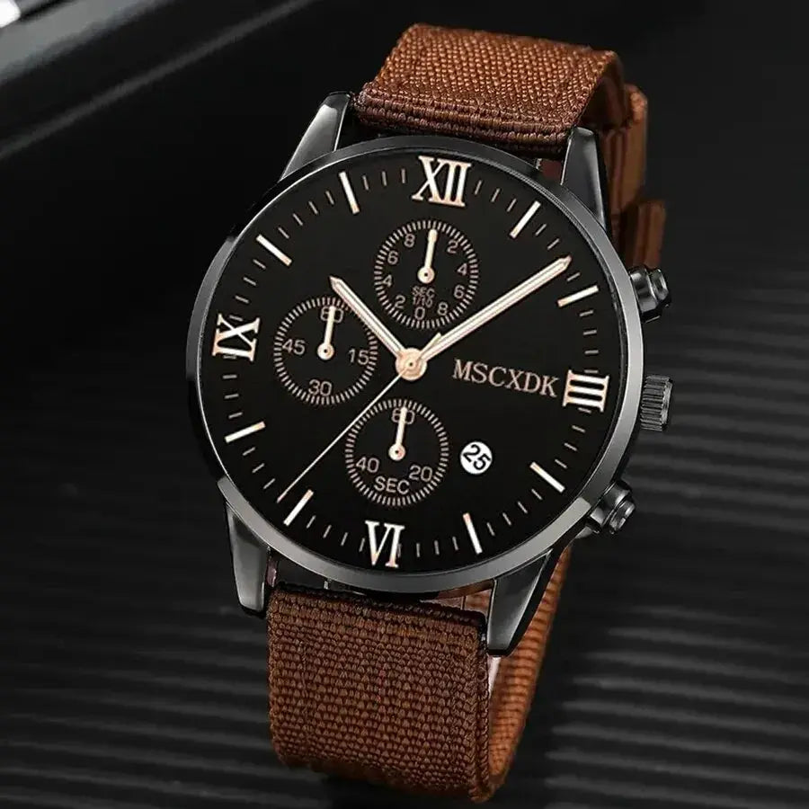 Men's dress watch with a minimalist design and waterproof features.