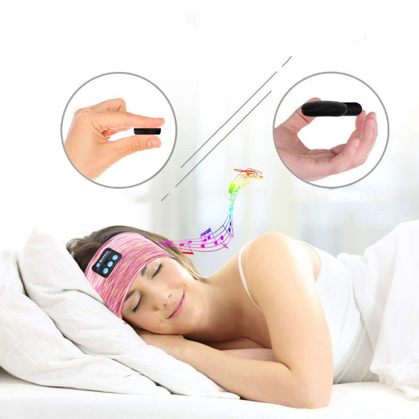 A pink Bluetooth music headband designed as a wireless eye mask, featuring hands-free calling, voice control, and stereo sound. Ideal for running, relaxing, or sleeping, offering a comfortable, head-mounted fit with Bluetooth 5.0 connectivity.




