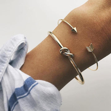 Elegant Women's Arrow Knotted Bracelet made of high-quality alloy with an electroplated finish, perfect for special occasions like weddings, anniversaries, and birthdays.